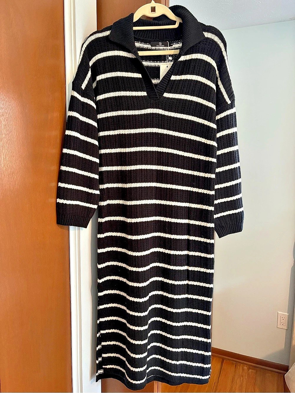 Striped Midi Dress in Black & White NWT